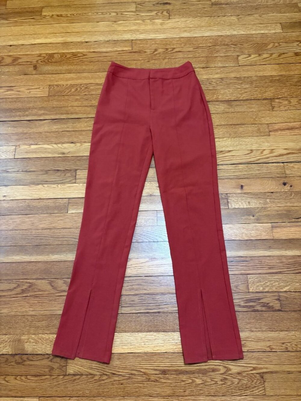 Lulus Womens Dress Pants Size Medium Red Lightweight Career Trousers Front Slit